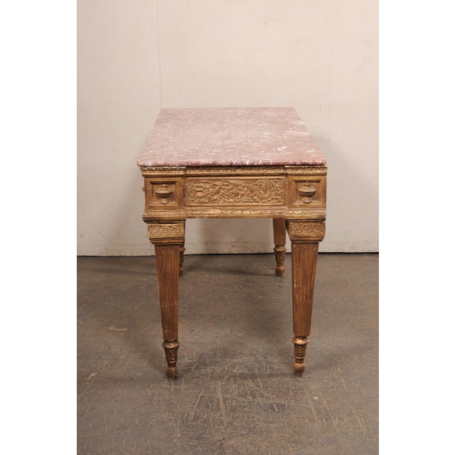 Italian Marble Top Console W/Carved Apron For Sale - Image 4 of 10