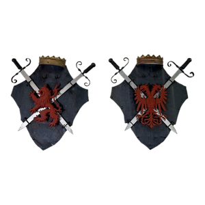 Pair of Vintage Iron Heraldic Wall Plaques