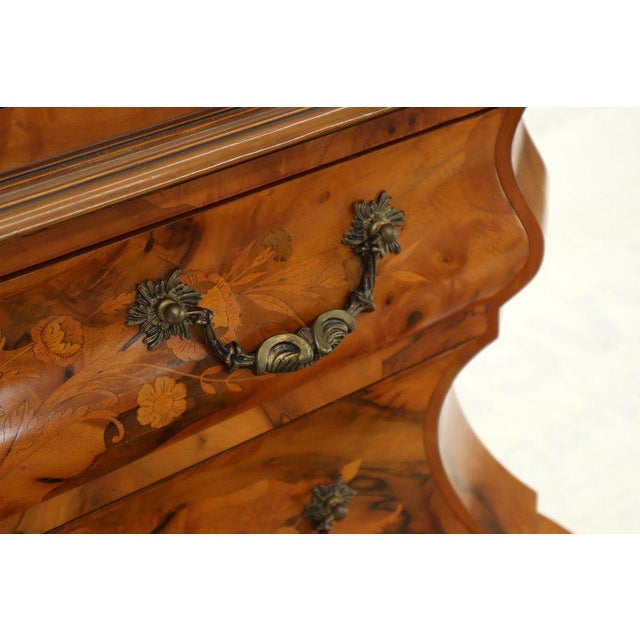 Italian Bombe Inlay Olive Wood Dresser Drop Front Jewerly Compartment Secretary For Sale - Image 9 of 13