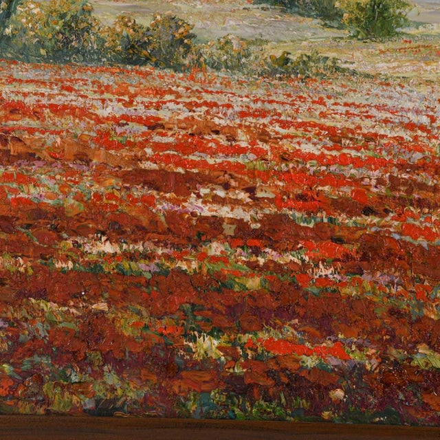 Impressionist Early 20th Century Framed Where Wildflowers Meet the Mountains Oil on Canvas For Sale - Image 3 of 10