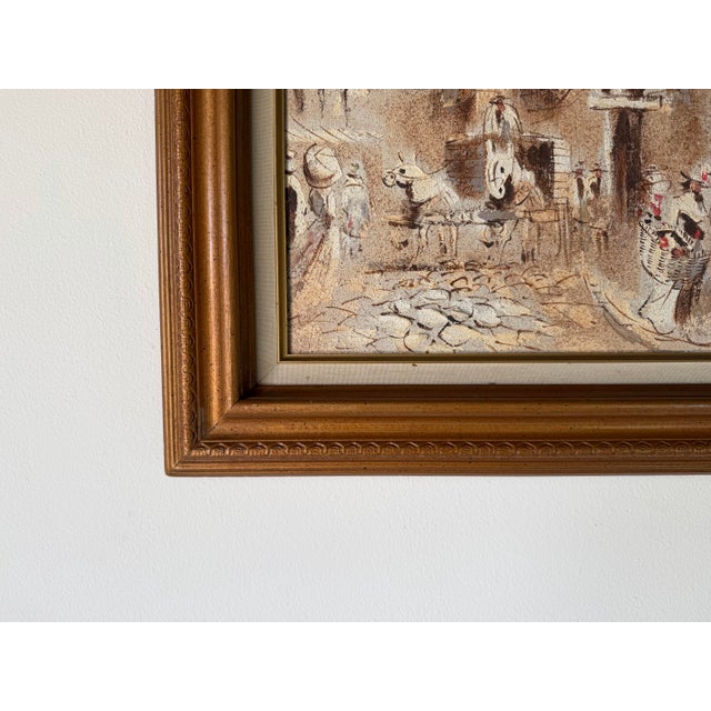 1970s Boris Chezar (American, 1913–2008) Parisian Street Scene Oil and Sand on Canvas Painting, Framed For Sale - Image 5 of 11