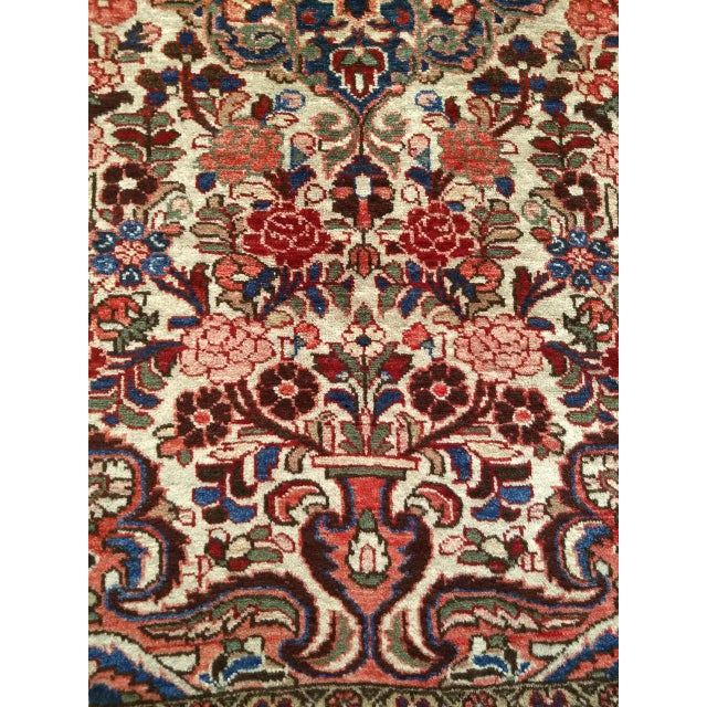 Vintage Persian Malayer Rug, Hand-Knotted Wool, Floral Pattern, 5x7, Ivory & Navy For Sale - Image 17 of 18