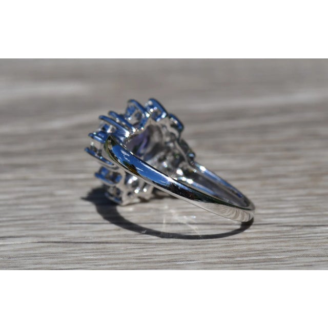 Contemporary The Betula: Ladies White Gold Cocktail Ring set with Iolite and White Zircon For Sale - Image 3 of 8