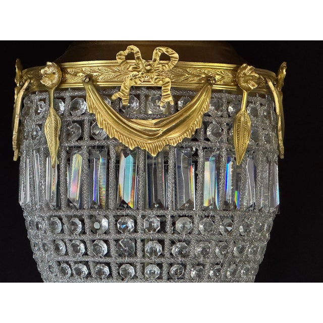 1980 French Louis XVI Gold Bronze Crystal Lantern - 1 Pc For Sale - Image 4 of 15