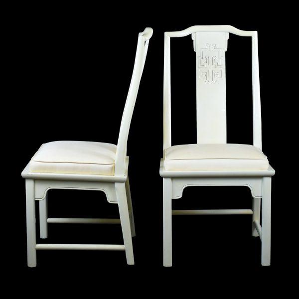 A set of eight Ming-style dining chairs by Century, their clean fretwork-inspired frames a timeless chinoiserie...