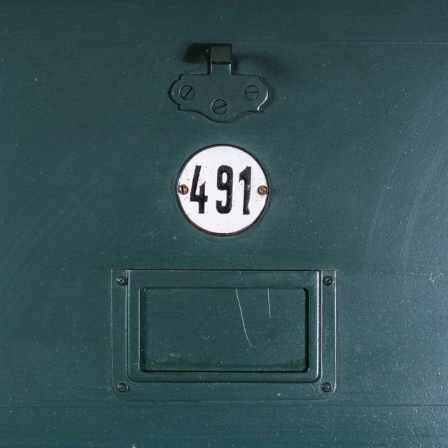 Industrial 1920s French Industrial Metal Cabinet in Dark Green For Sale - Image 3 of 10