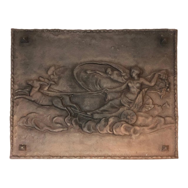 Romantic Scene Cast Iron Fireback, French, circa 1950 For Sale