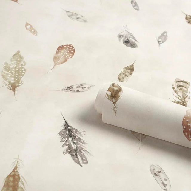 Not Yet Made - Made To Order Schumacher Woodland Feathers Wallpaper In Autumn For Sale - Image 5 of 5