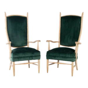 Circa 1950s Maxwell Royal American High Back Upholstered Chairs - A Pair