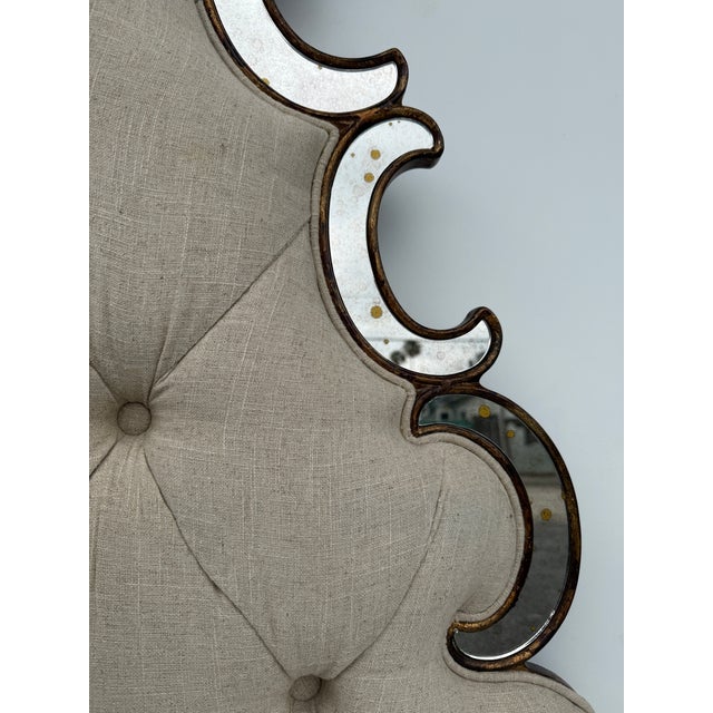 Tufted Venetian Style Mirrored Queen Headband For Sale In Los Angeles - Image 6 of 12