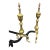 Pair 1920s Antique Brass Fireplace Andirons Queen Anne Style Firedogs For Sale - Image 9 of 16