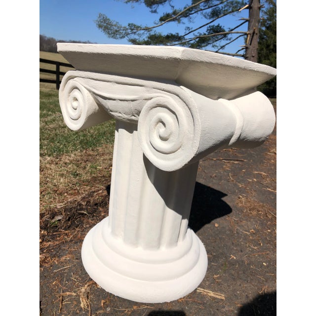 Late 19th Century Hand-Carved Wood Ionic Column Lime Painted Pedestal Table For Sale In Washington DC - Image 6 of 13