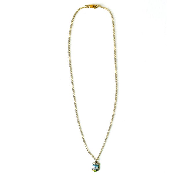 Mid-Century Modern DC Washington Vintage Fritz Reu Sterling Silver Enamel Charm on New 18 Inch Gold Filled Necklace For Sale - Image 3 of 5