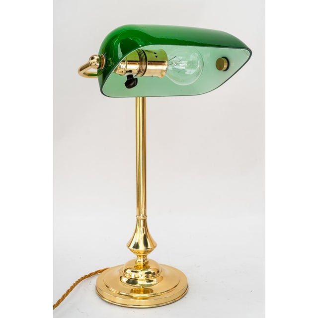 Banker Table Lamp with Glass Shade, Vienna, 1920s For Sale - Image 3 of 17