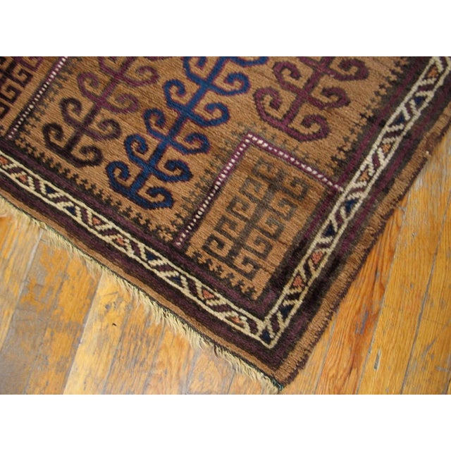 Late 19th Century 1890s Brown Abstract Geometric Antique Afghanistan Baluch-Turkmen Rug 2' 9" X 3' 10" Wool Carpet For Sale - Image 5 of 6
