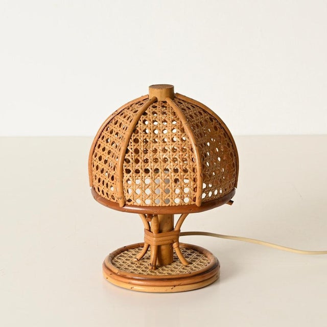 Table Lamps in Rattan and Vienna Straw by Louis Sognot, Italy, 1960s, Set of 2 For Sale - Image 11 of 14