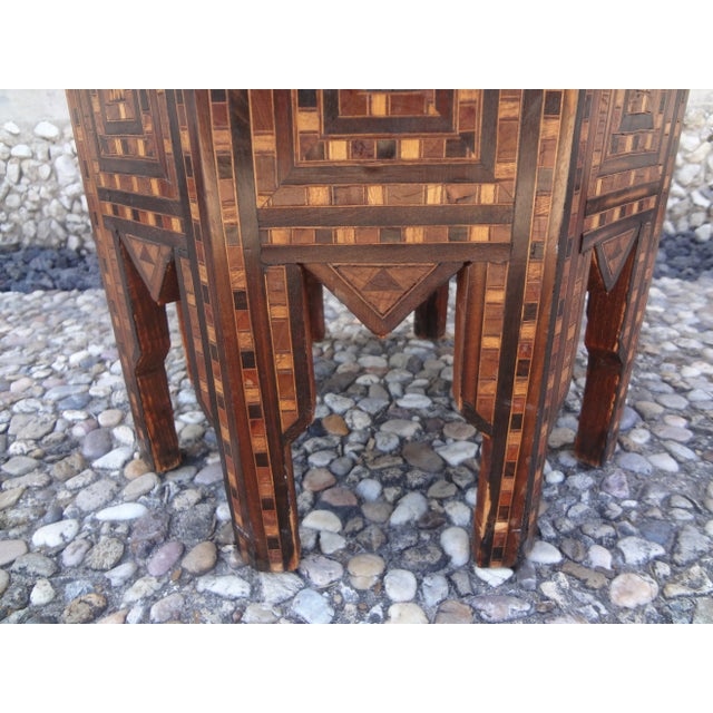 Vintage Middle Eastern Arabesque Style Inlaid Octagonal Table For Sale - Image 11 of 13