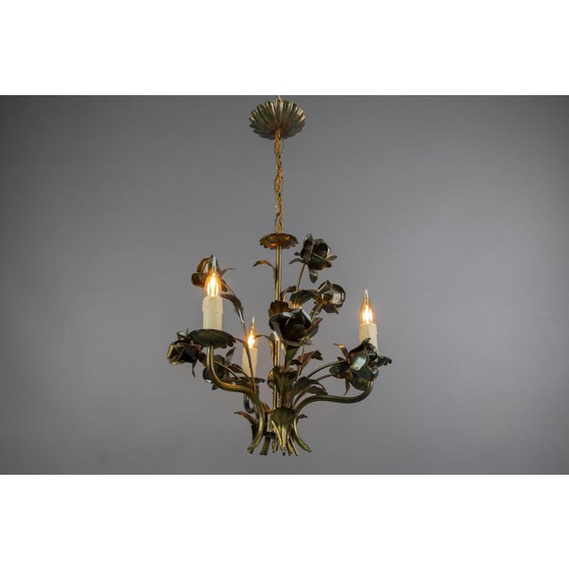 Hollywood Regency Style Floral Three-Light Chandelier, France, 1970s For Sale - Image 14 of 18