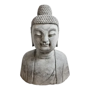 Vintage Stone Garden Buddha Bust Statue
