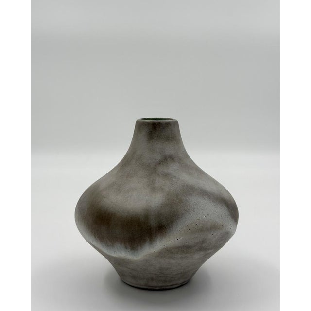 This authentic West German studio pottery vase, model 242, features the iconic "Island" glaze with a textured, cloudy...