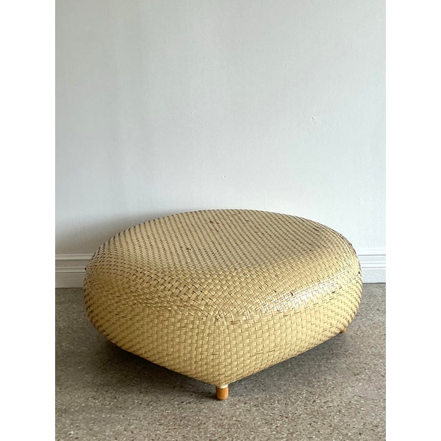 Beige Vintage Woven Rattan Coffee Table For Sale - Image 8 of 12