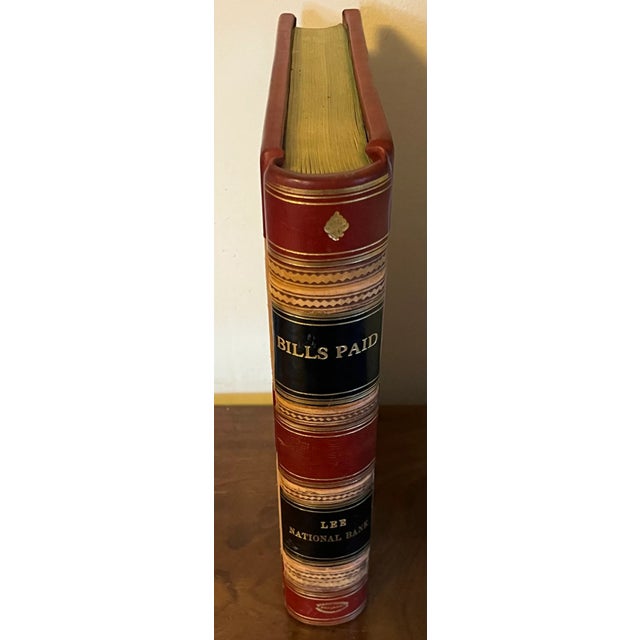 Early 20th Century Antique Early 20th Century Large & Heavy Leather Bound Bank Ledger Book "Bills Paid" For Sale - Image 5 of 12