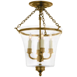 Chapman & Myers for Visual Comfort Signature Sussex Semi-Flush Bell Jar Lantern in Antique-Burnished Brass