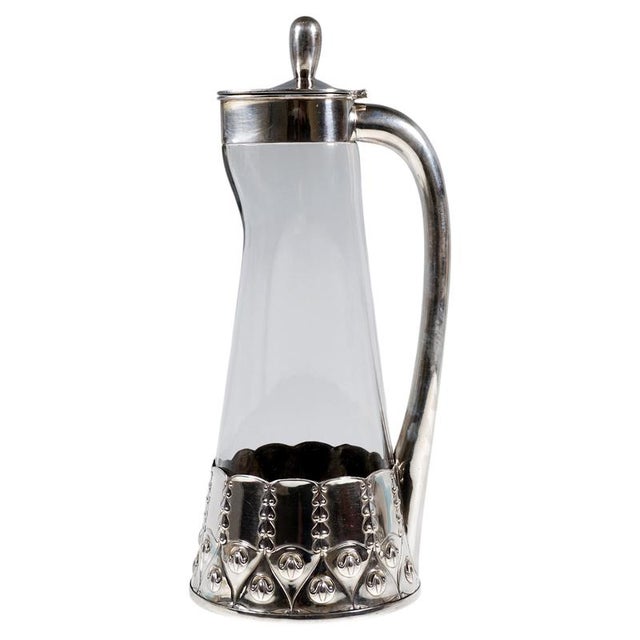 Art Nouveau Carafe Decanter with Silver Mount from VSF Duesseldorf, Germany, 1900s For Sale - Image 9 of 9