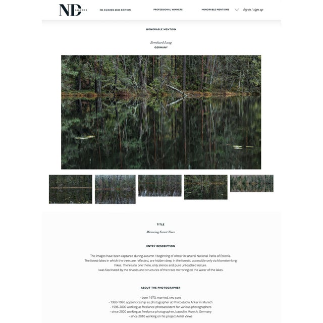 "Deep_Mirroring_Forest_006" Triptych, Limited Edition Fine Art Photograph by Bernhard Lang, Set of 3 For Sale - Image 9 of 12
