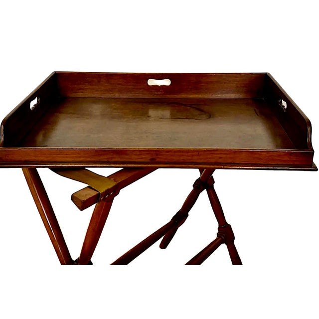 Late 19th Century 19th Century Mahogany Serving Tray on Folding Stand For Sale - Image 5 of 7