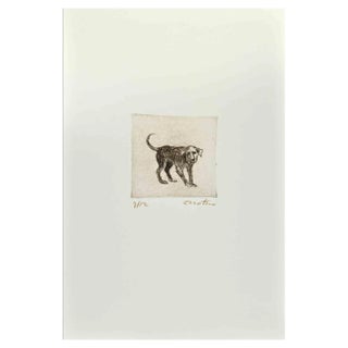 Enotrio Pugliese, Dog, Etching, 1963 For Sale