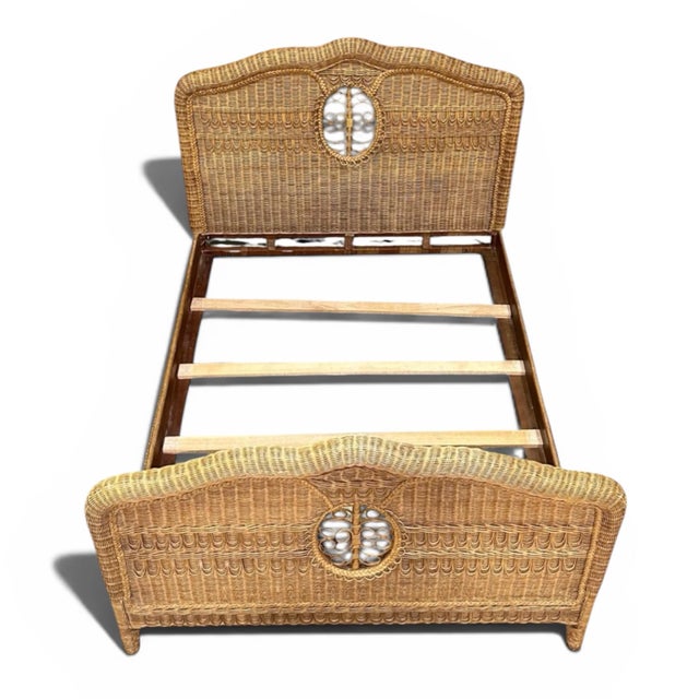 Ralph Lauren Ralph Lauren Wicker Scrolled Queen Bed For Sale - Image 4 of 9