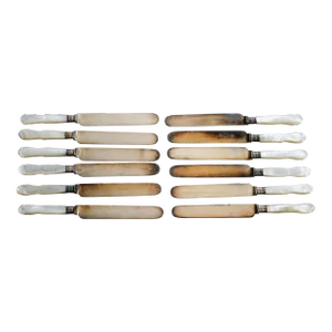1885 Merden Cutlery Co Mother of Pearl Flatware Knives S/12