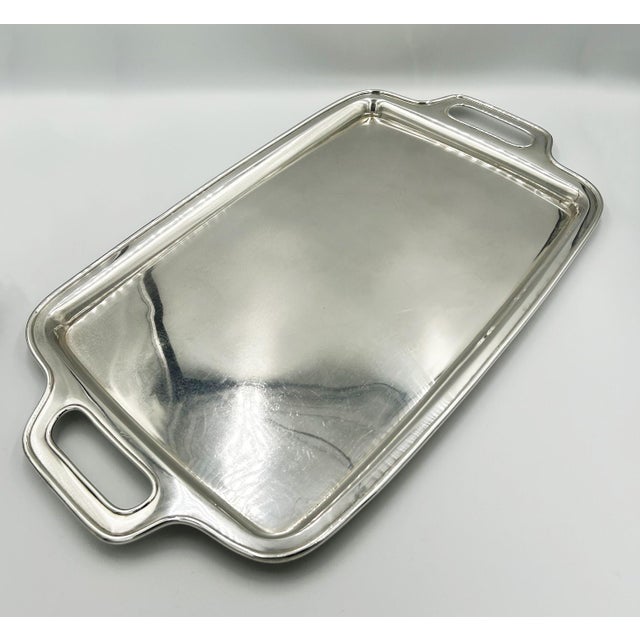 Mid-Century Modern Mid 20th Century Shobido Japanese Jungin Pure Silver Serving Tray, 22" For Sale - Image 3 of 13
