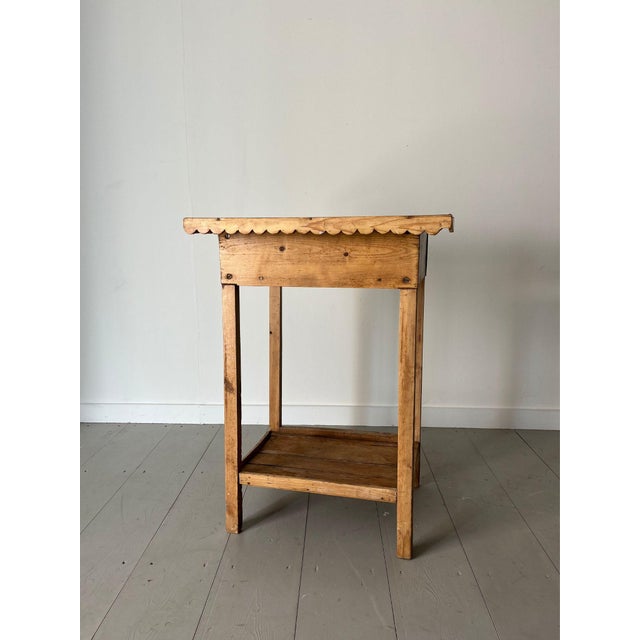Wood Antique Primitive Carved Wood Side Table, France, 1900s For Sale - Image 7 of 8
