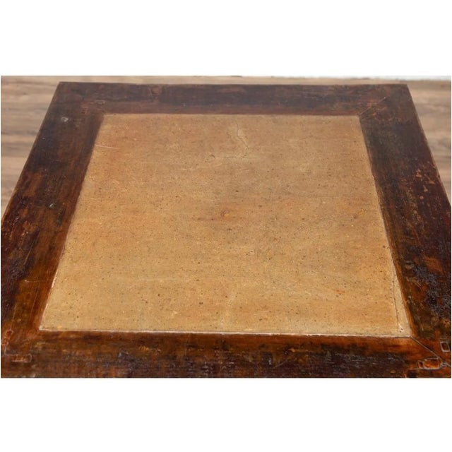 Chinese 19th Century Elmwood Center Hall Table With Ming Dynasty Stone Inset For Sale - Image 10 of 13