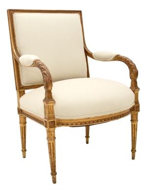 Antique French Carved Giltwood Armchair, 1860s