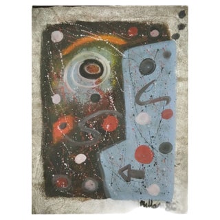 Domingo Millan, Composition, 1986, Mixed Media on Paper For Sale