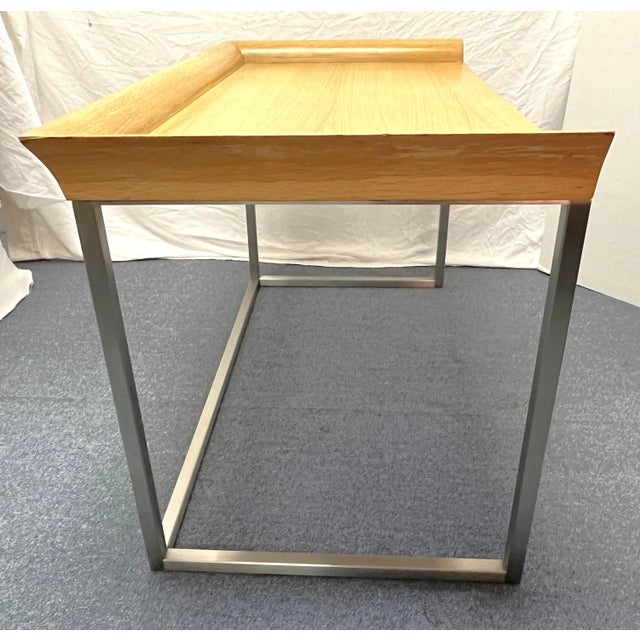 Mid Century Danish Modern Wood Desk With Chrome Base For Sale - Image 9 of 13