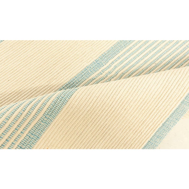Modern Geometric Cut-Pile Flat Weave Wool Runner by Doris Leslie Blau Size: 2'8" × 13'6" (81 × 411 cm) Color: beige, blue...