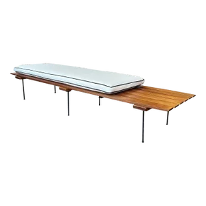 Mid 20th Century Mid-Century Teak Bench With Cushion