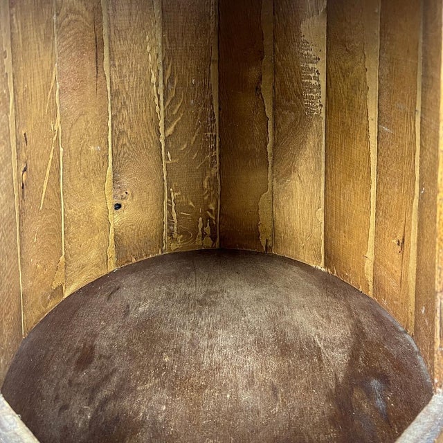 Wood Vintage Barrel-Shaped Coppered Oak Bar Cabinet, 1950s For Sale - Image 7 of 12