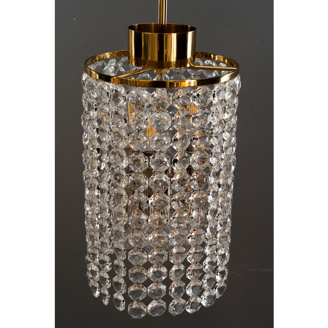 Mid-Century Modern Crystal and Brass Chandelier from Bakalowits & Söhne, Vienna, 1950s For Sale - Image 3 of 18
