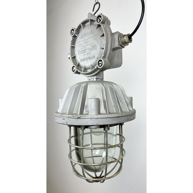 Large Industrial Cast Aluminium Cage Pendant Light, 1970s For Sale - Image 6 of 17