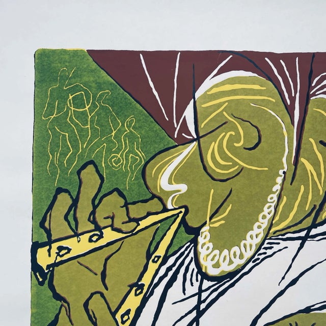 Mid-Century Modern Mid 20th Century "Musiker" Artist's Proof Abstract Figurative Numbered Print by Tassow Brhanu For Sale - Image 3 of 13