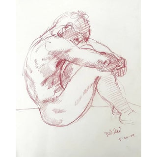 Richard Taddei Male Nude Drawing on Paper - Signed and Dated, 2009 For Sale