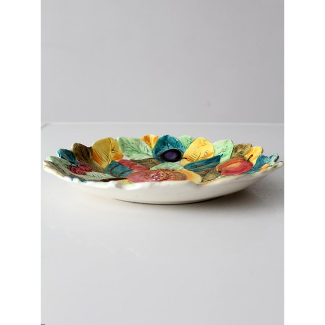 Mid-Century Modern Mid-Century Italian Majolica Ceramic Fruit Plate For Sale - Image 3 of 10