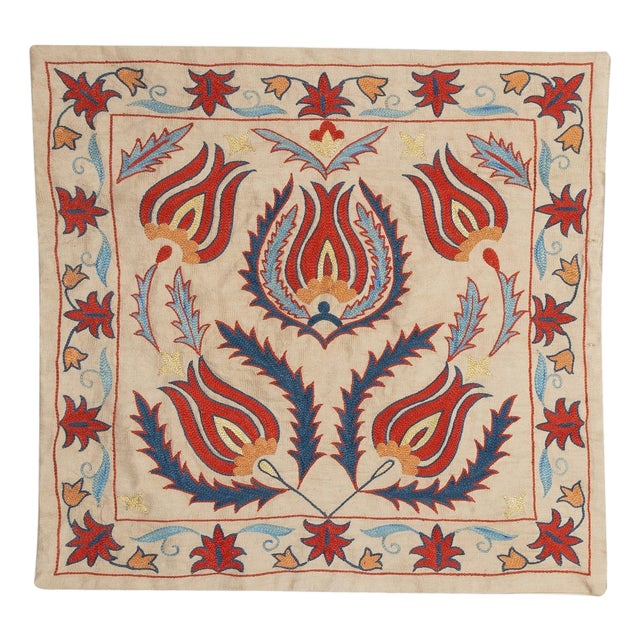 19"x20" Embroidered All Silk Cushion Cover. Handmade Pillowcase. Modern Sham For Sale