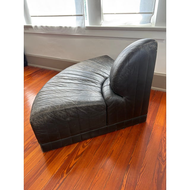 Black 1980s Post Modern Roche Attributed to Roche Bobois Leather Round Chairs For Sale - Image 8 of 12