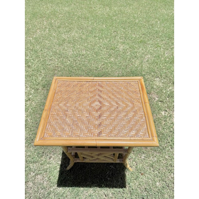 McGuire Vintage Faux Bamboo Rattan Magazine Rack Side Table For Sale - Image 4 of 7